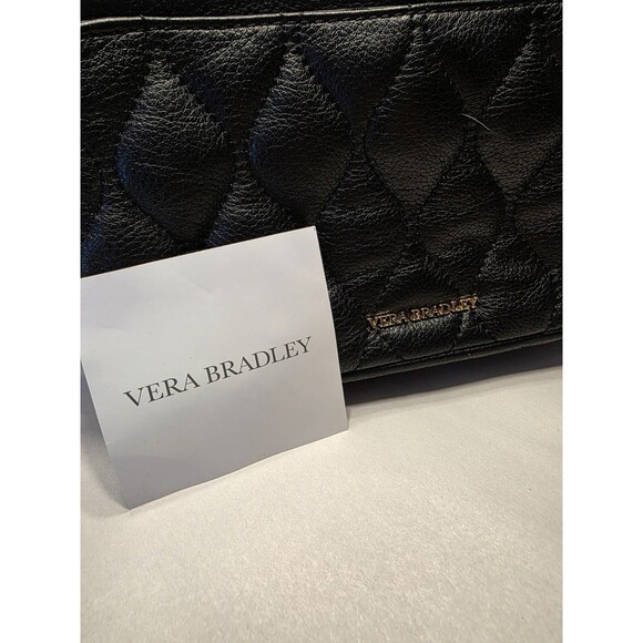 VERA BRADLEY Sycamore Leather Sydney Crossbody Black Quilted - Picture 14 of 15